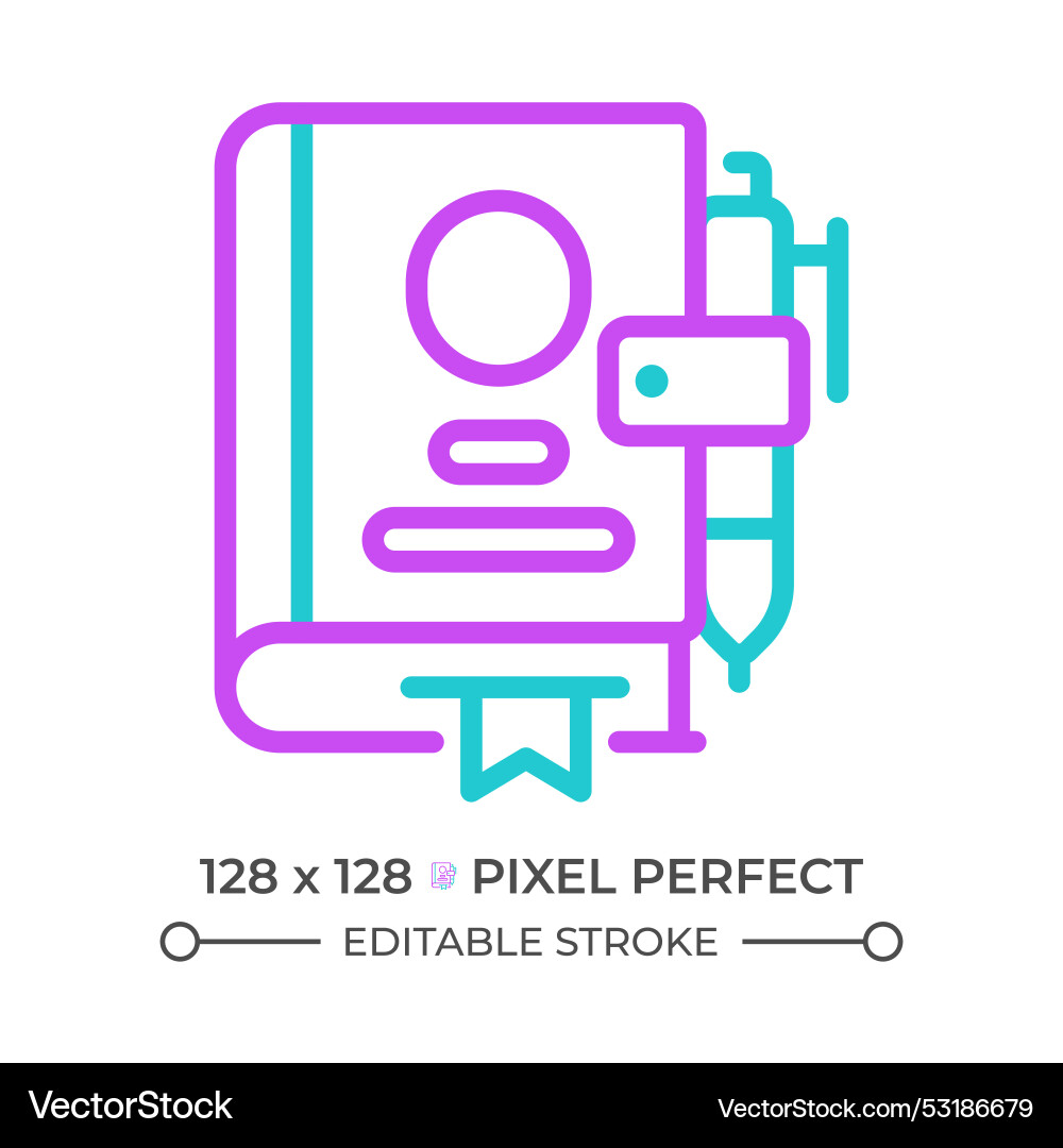 Diary two color line icon Diary two color line icon vector image