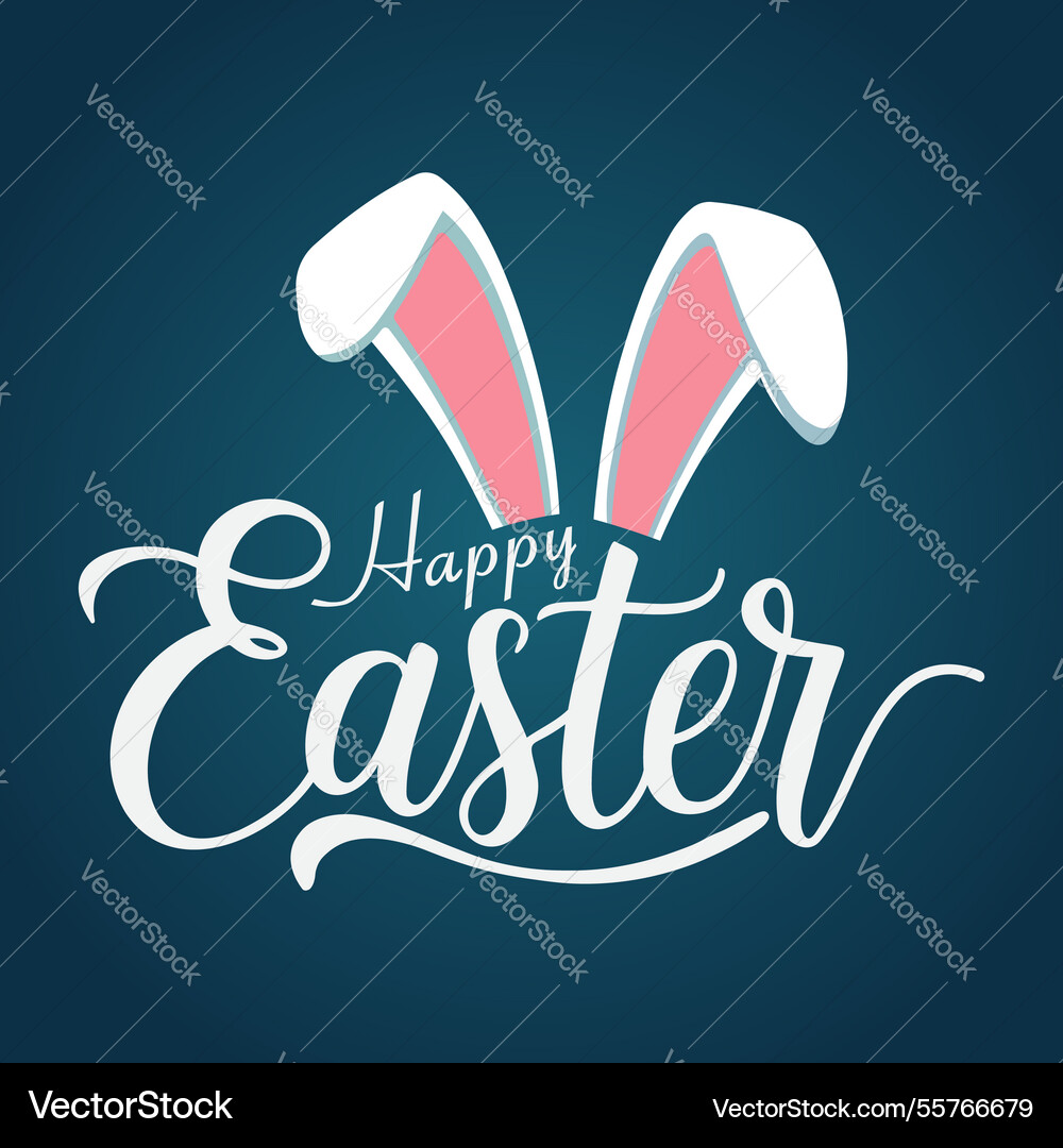 Happy easter typography with bunny ears Royalty Free Vector