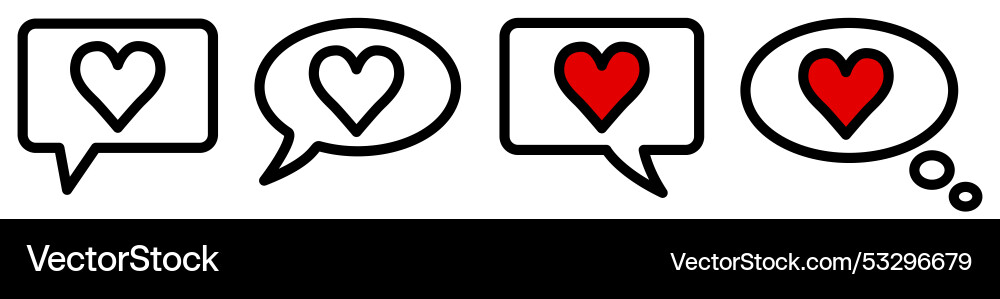 Heart icon in speech bubble different version ask vector image