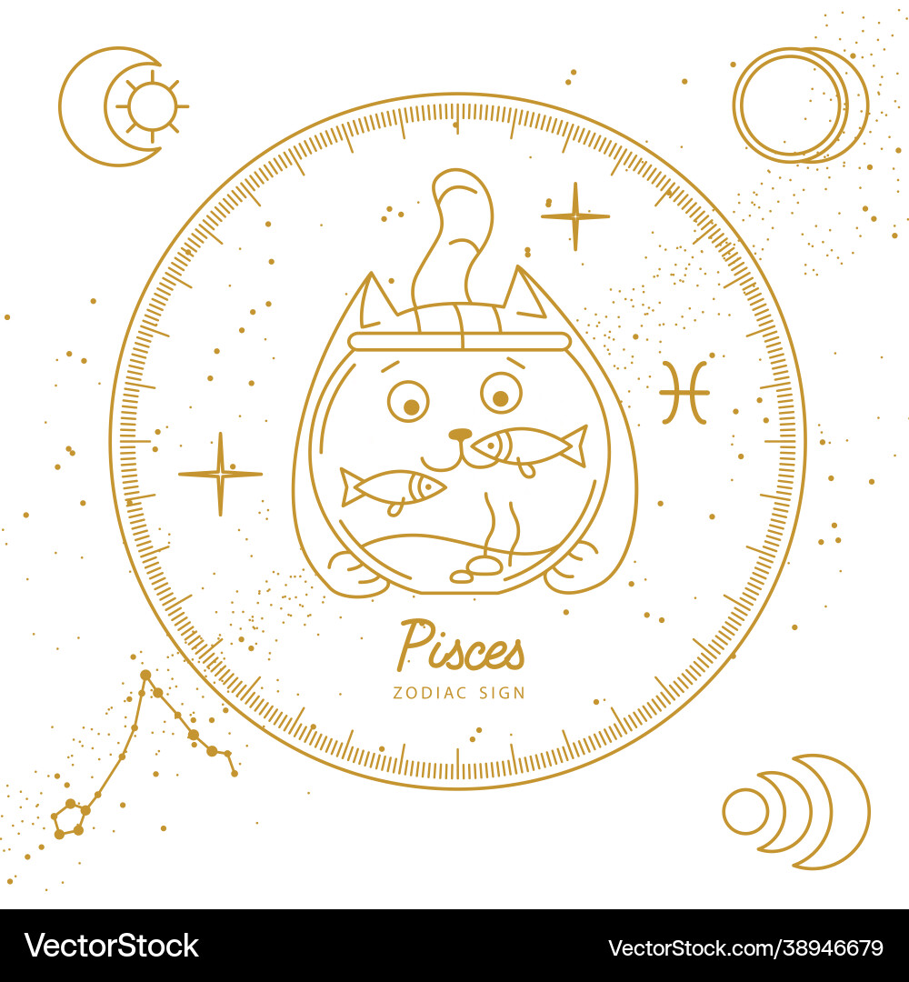 Pisces Zodiac Magic Card Vector Image