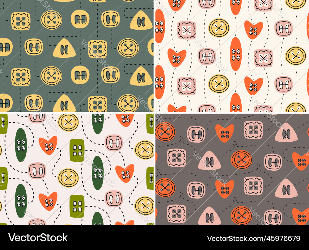 Set of seamless patterns with buttons Vector Image