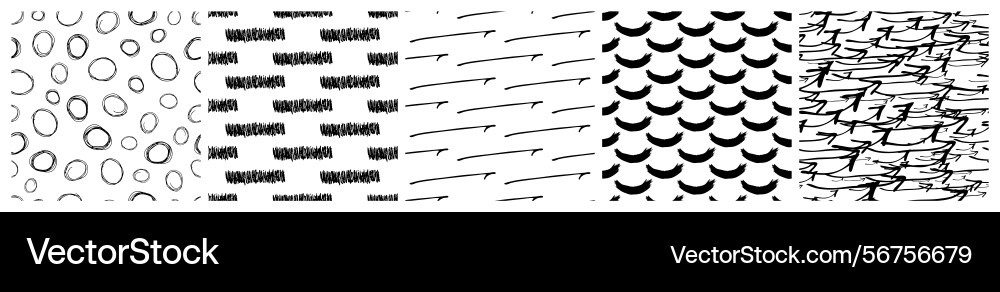 Set of seamless patterns with scribble smears Set of seamless patterns with scribble smears vector image