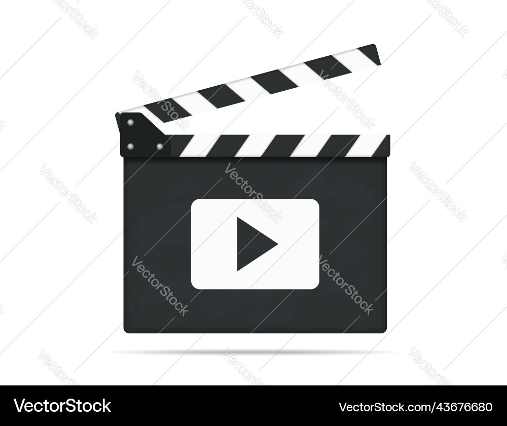 Clapper Board with Play Button Icon vector image