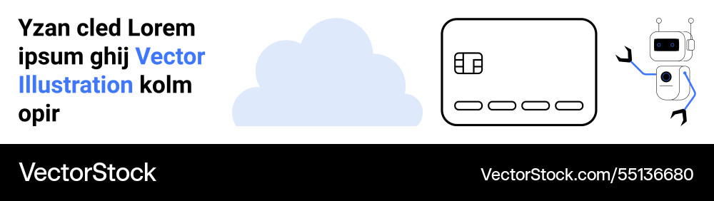 Cloud computing concept with robot and credit card Cloud computing concept with robot and credit card vector image
