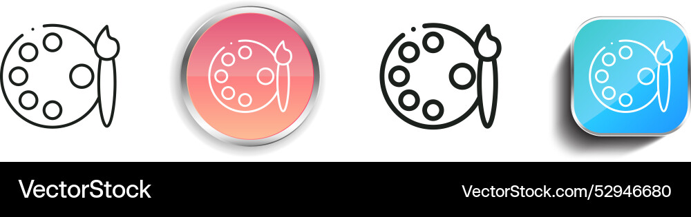 Color palette icon thin linear regular and button vector image