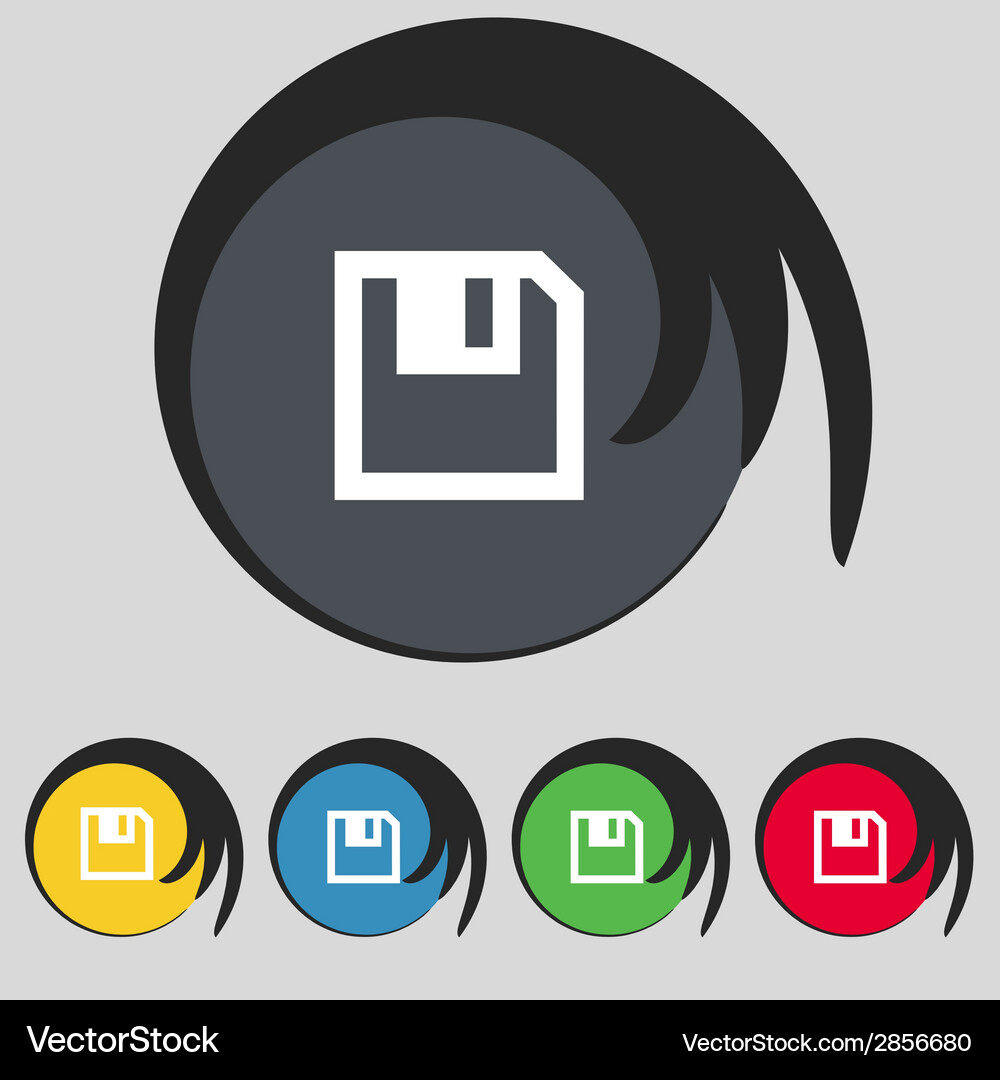 Floppy icon flat modern design set colour buttons Vector Image