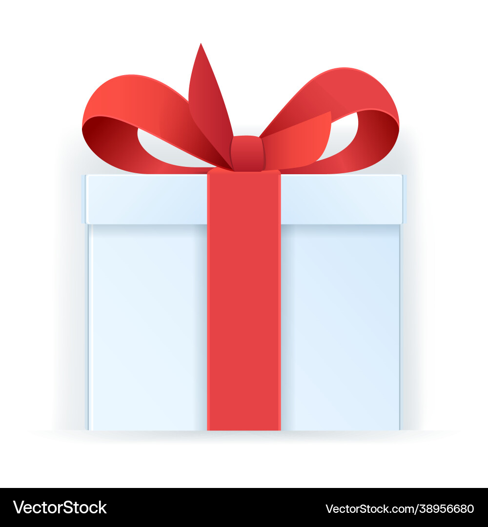 Gift box icon white tied with a red ribbon Gift box icon white tied with a red ribbon vector image
