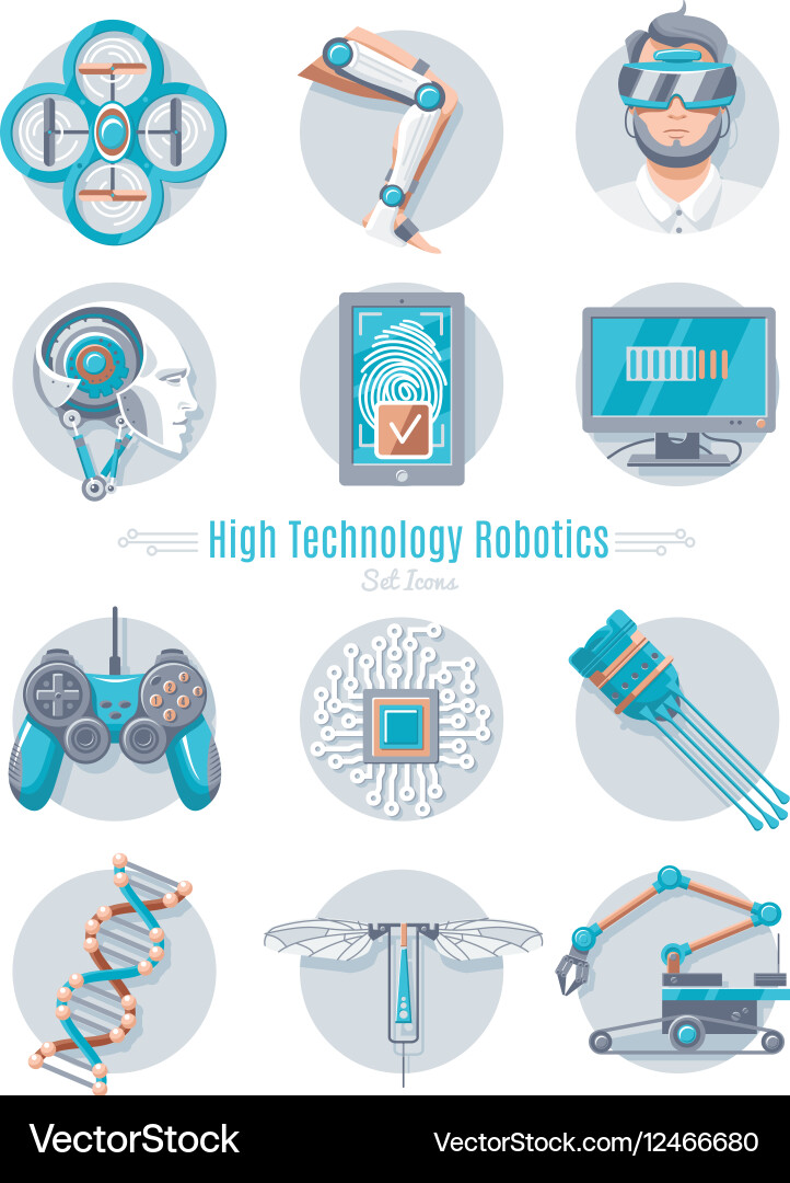 Hi-tech robotics icon set Vector Image