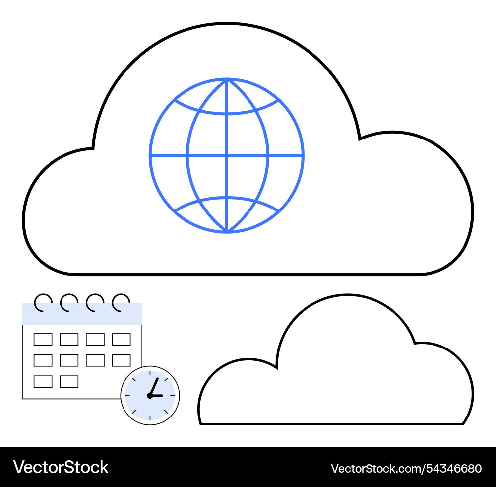 Internet cloud storage with calendar and clock Vector Image