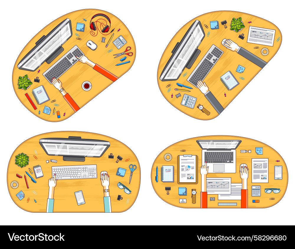 Office Workspace with Computer Vector Image