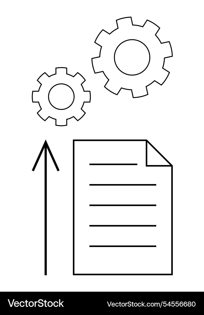 Paper page with upward arrow and two gears Vector Image
