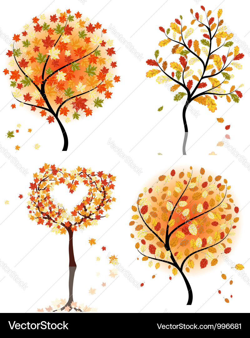 Autumn tree set Vector Image