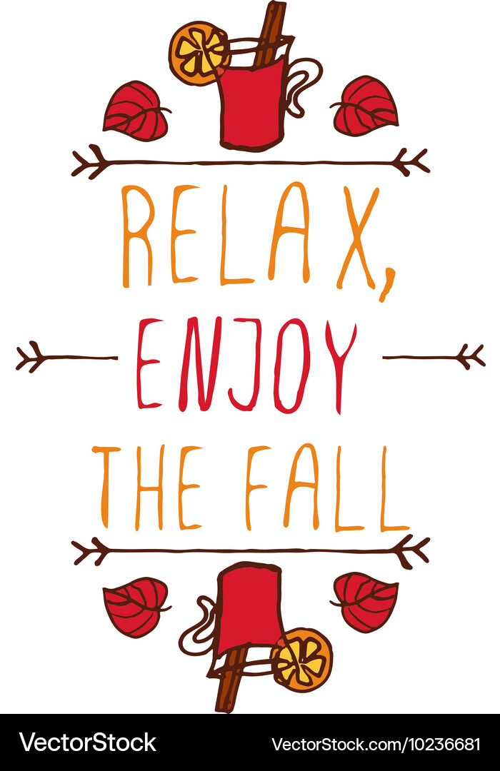 Handdrawn autumn element with text Vector Image