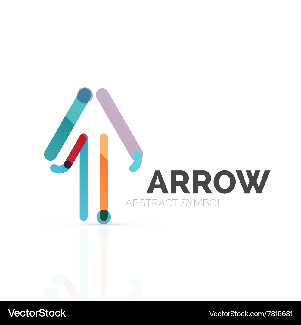 Linear arrow abstract logo connected multicolored Vector Image