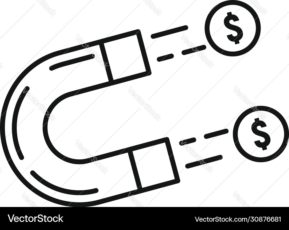 Magnet money attract icon outline style Vector Image