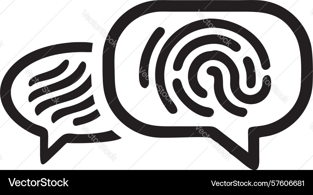 Overlapping fingerprint speech bubbles icon vector image