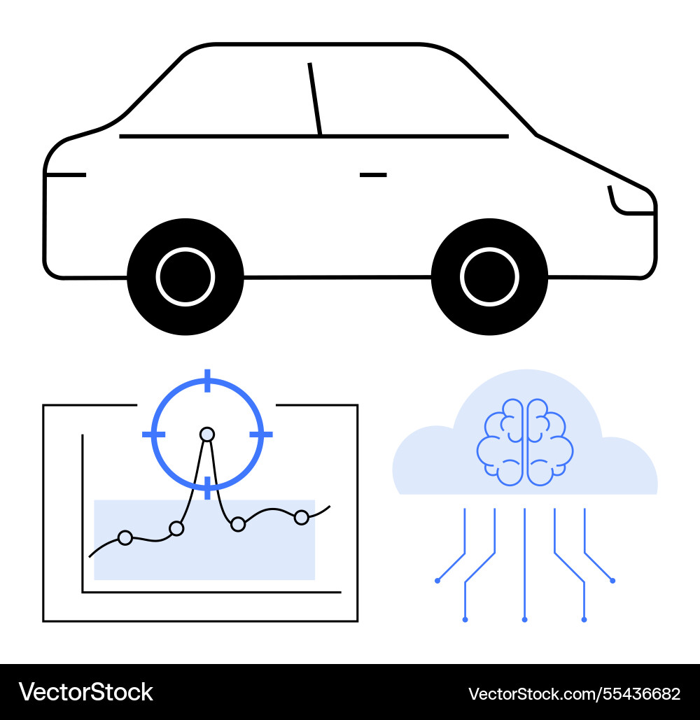 Autonomous vehicle with data analytics cloud Autonomous vehicle with data analytics cloud vector image