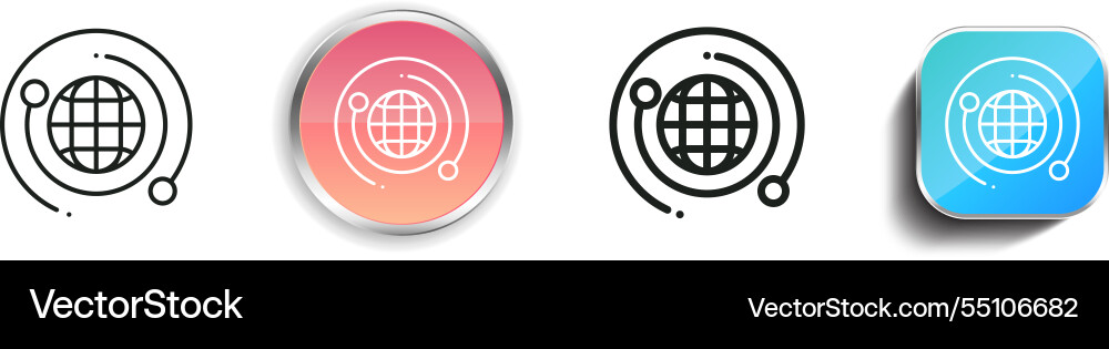 Internet icon thin linear regular and button Vector Image