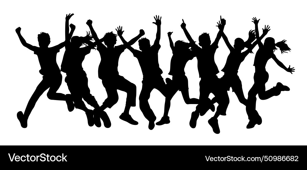 Many people jumping cheerfully vector image