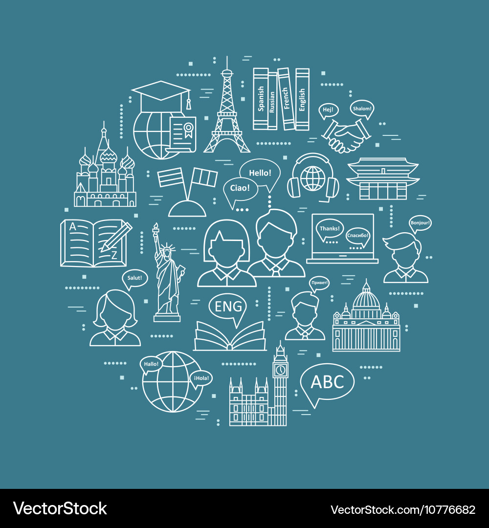 Modern thin line concepts of learning foreign Vector Image