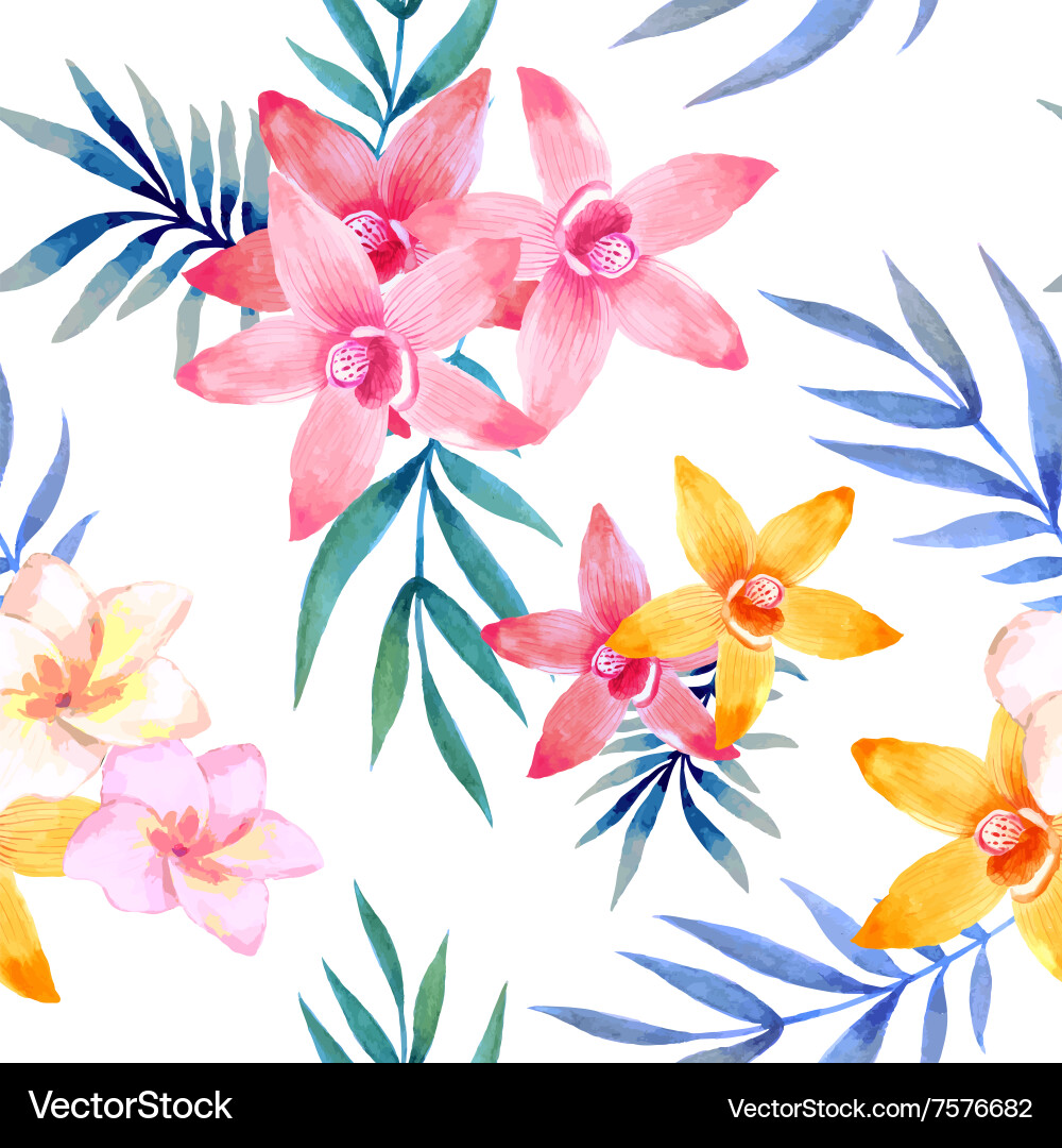 Watercolor Floral Seamless Pattern vector image