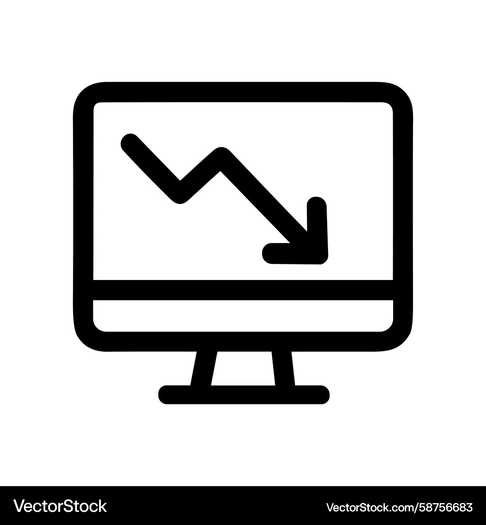 Falling Chart Icon on Monitor Vector Image