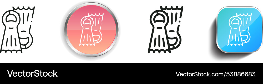Fins icon thin linear regular and button style Fins icon thin linear regular and button style vector image