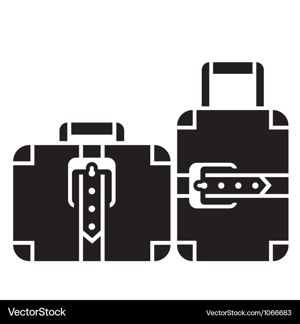 Suitcases black and white icon sign Vector Image