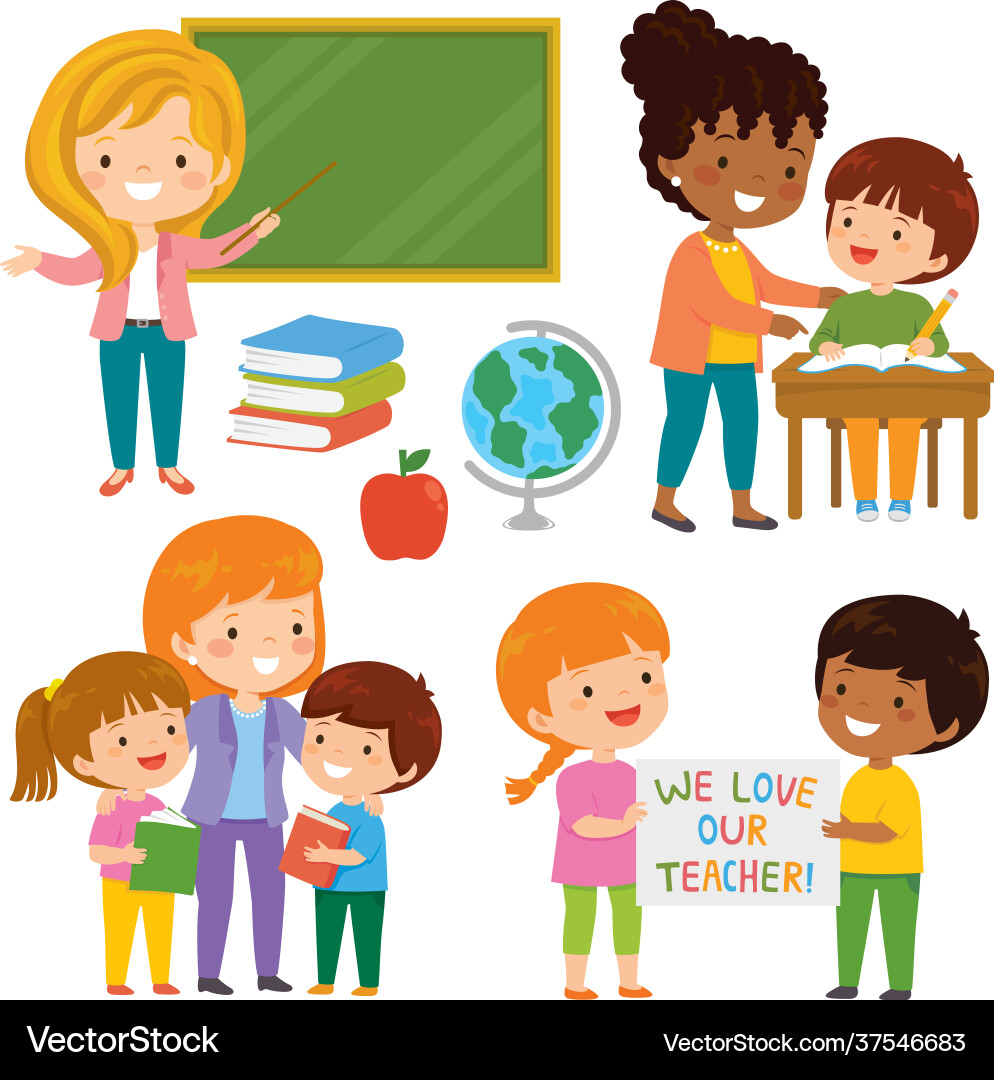 Teachers and students clipart set Teachers and students clipart set vector image