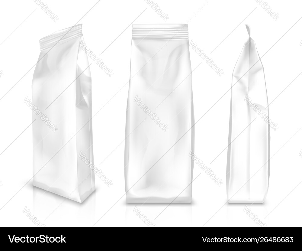 weiße Kunststoff- oder Folienpackung realistisch Weiße Kunststoff- oder Folienpackung realistisch vektorbild
