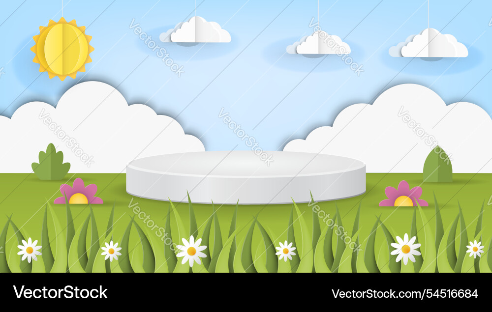 A colorful spring scene with platform surrounded A colorful spring scene with platform surrounded vector image