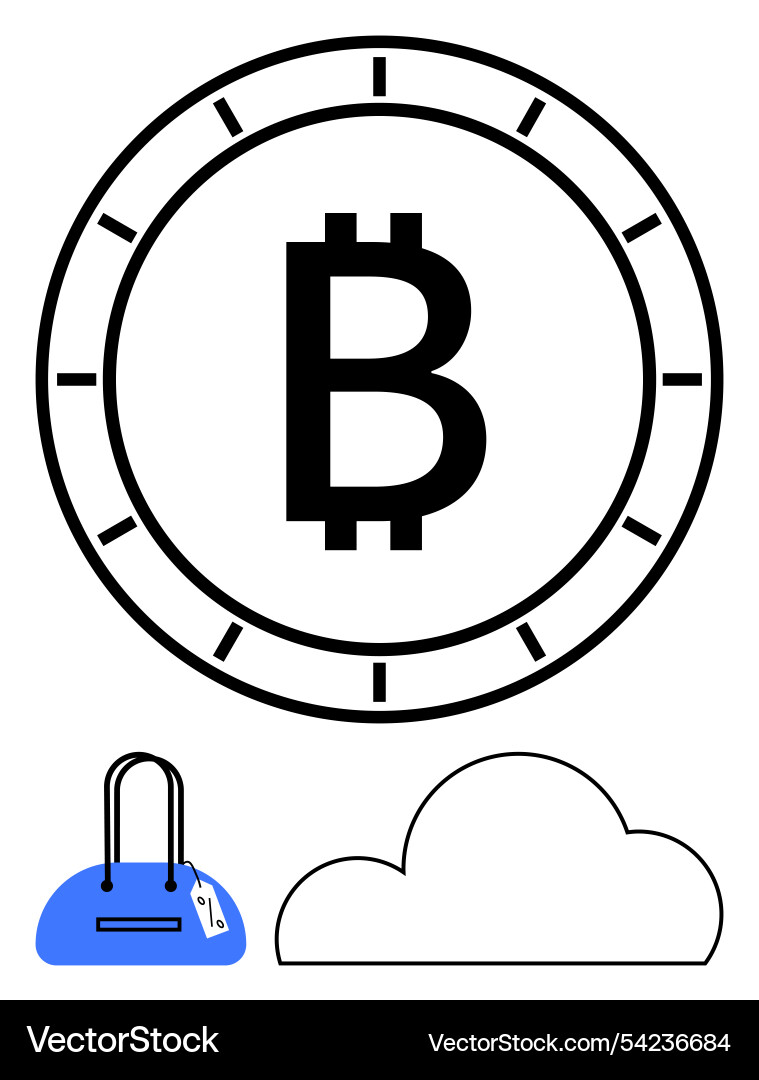 Bitcoin symbol within a clock accompanied Vector Image