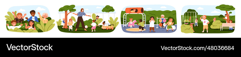 Children play hide and seek outdoors funny kids Children play hide and seek outdoors funny kids vector image