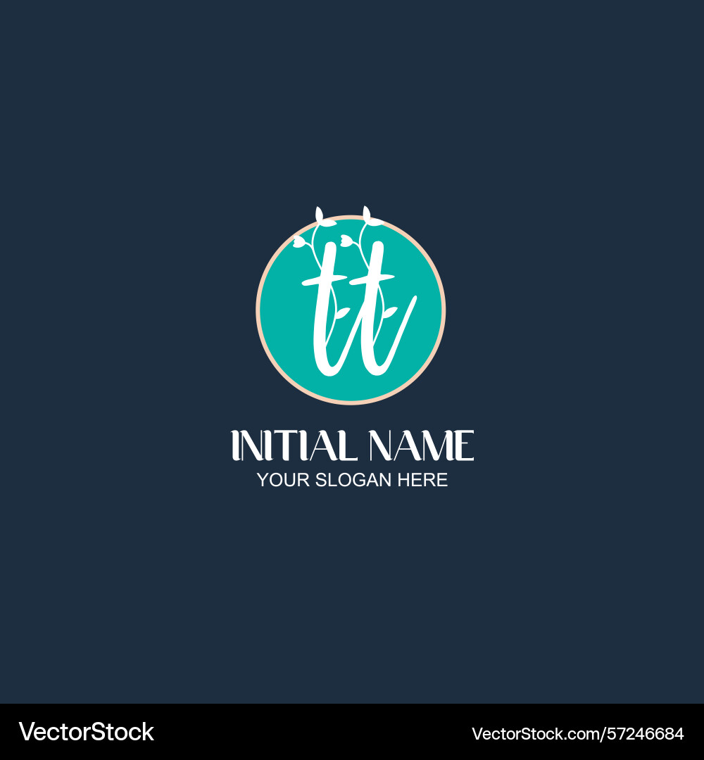 Elegant tt initial logo design with botanical Vector Image