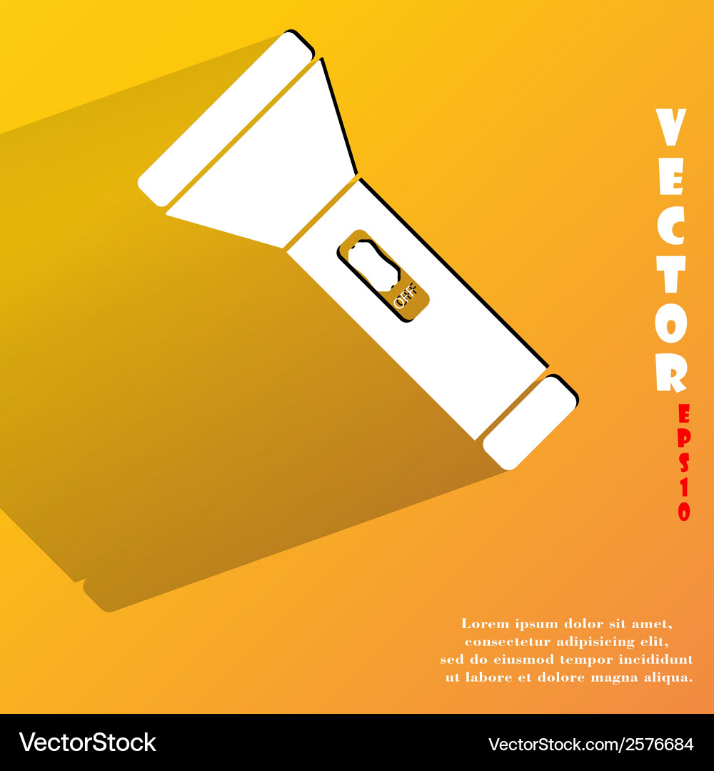 Flashlight flat modern web button with long Vector Image