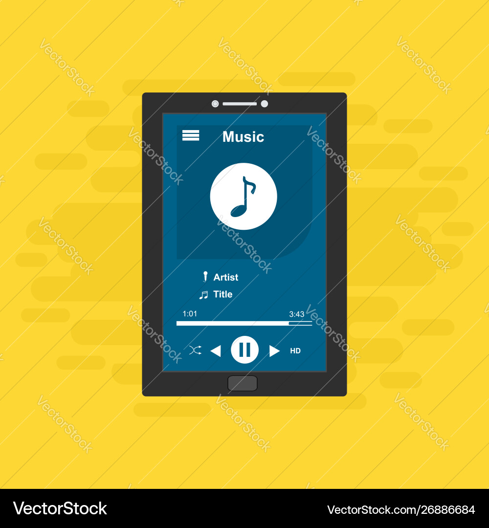 Media player application app template with flat Media player application app template with flat vector image
