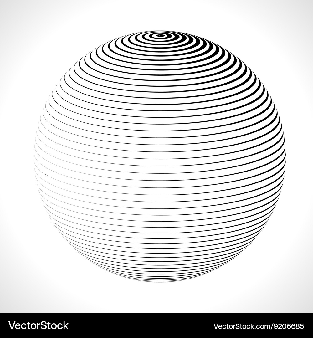 Abstract 3D Sphere with Linear Pattern Vector Image