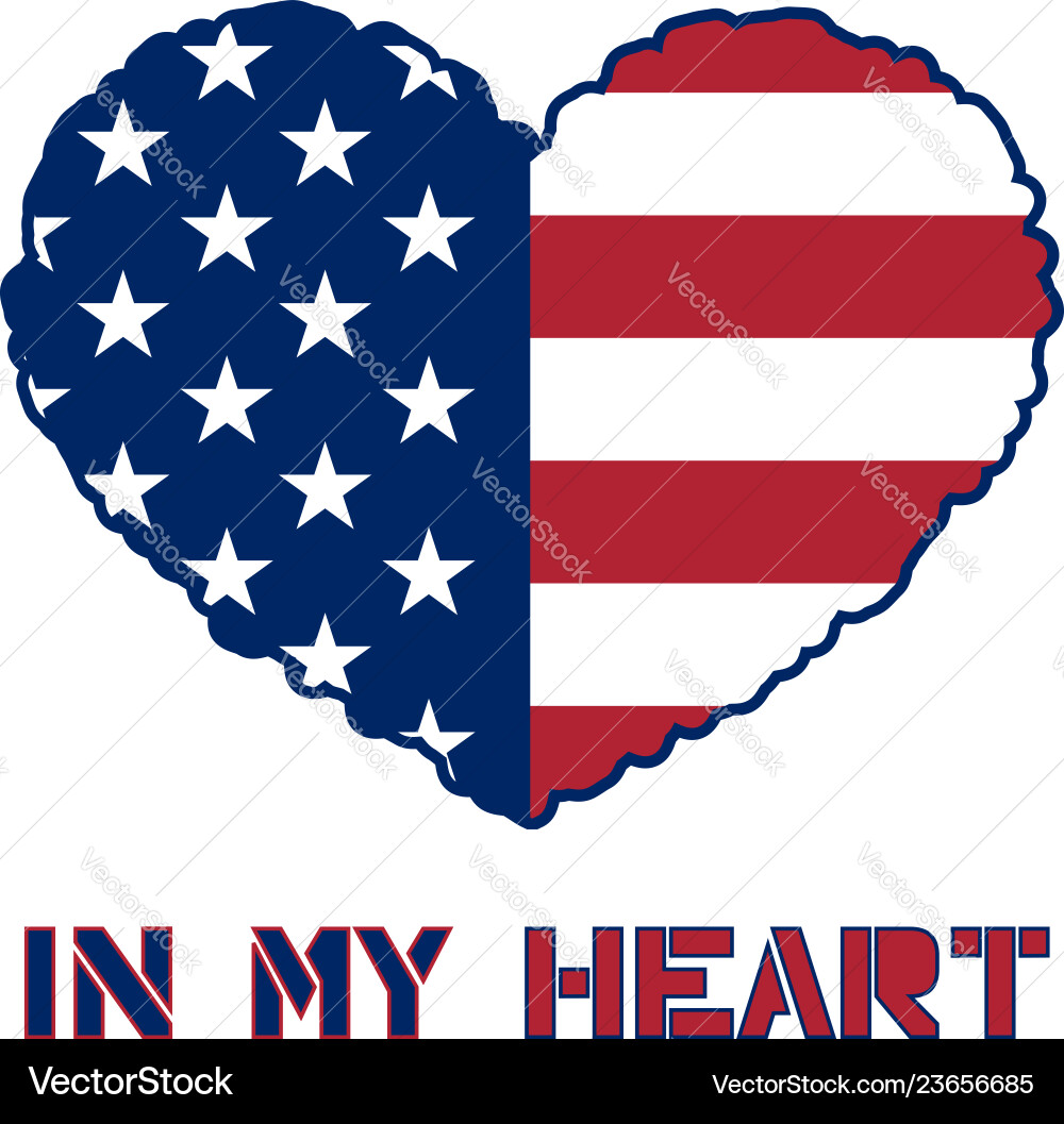 American flag heart American flag heart vector image