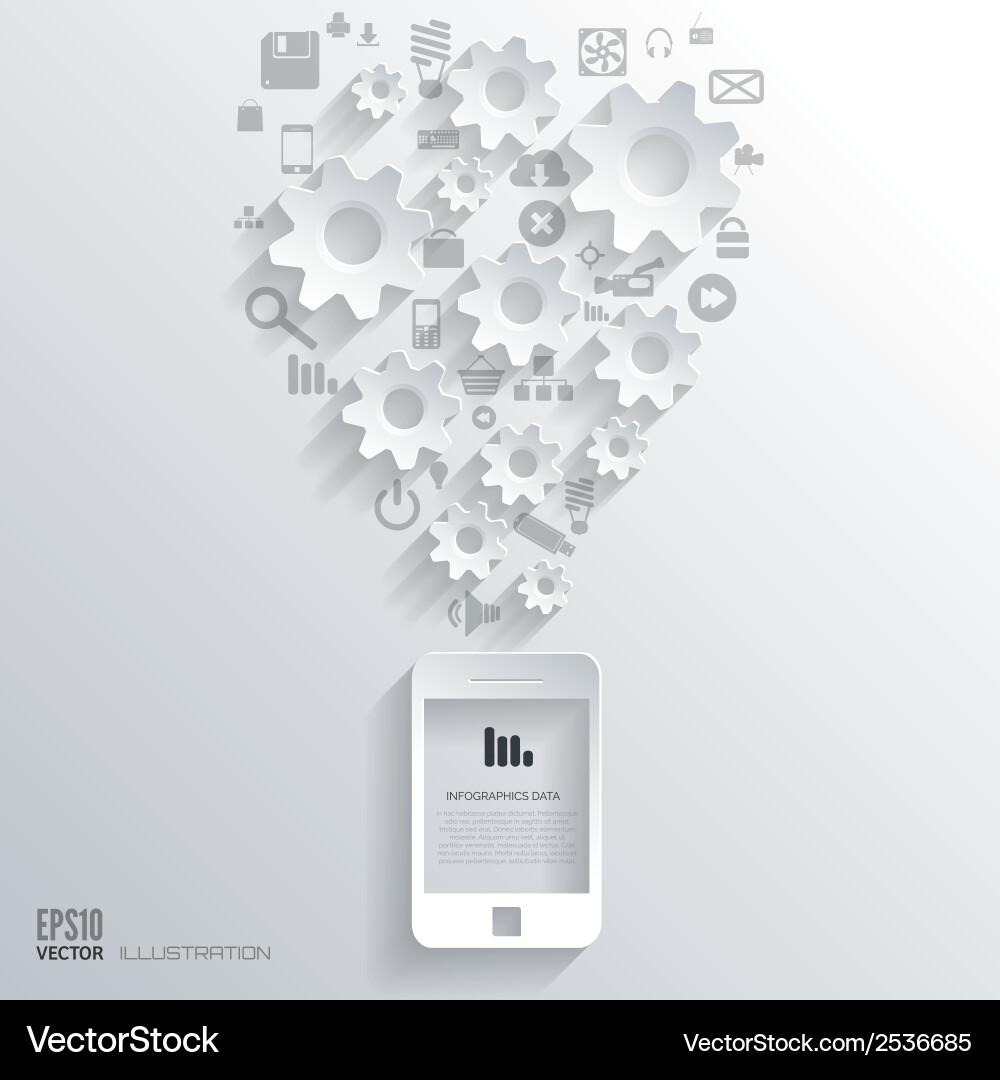 Flat abstract background with web icons interface Vector Image