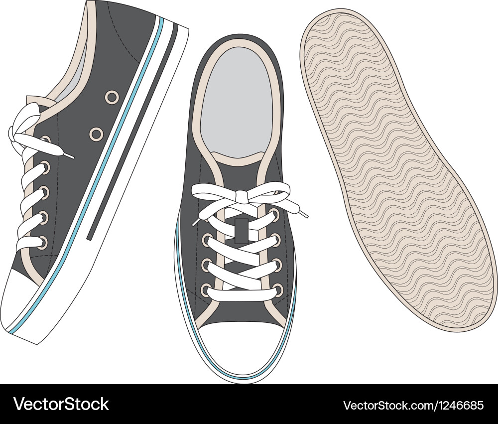 Grey sneakers Royalty Free Vector Image - VectorStock