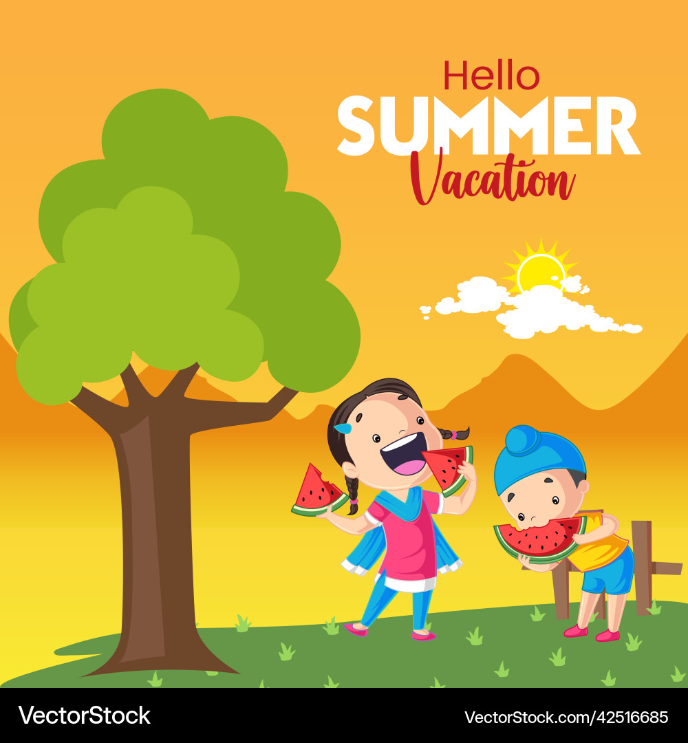 Hello summer vacation banner design vector image