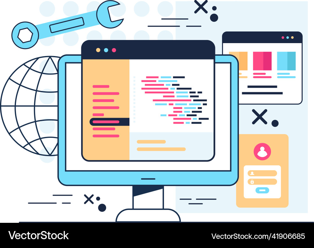 HTML Code Development Process vector image