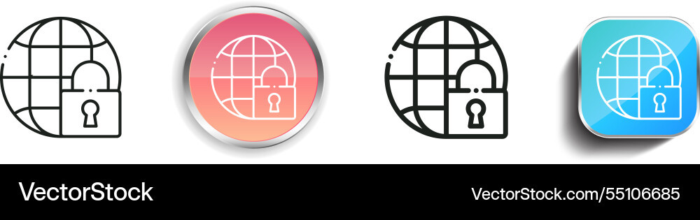 Internet icon thin linear regular and button vector image