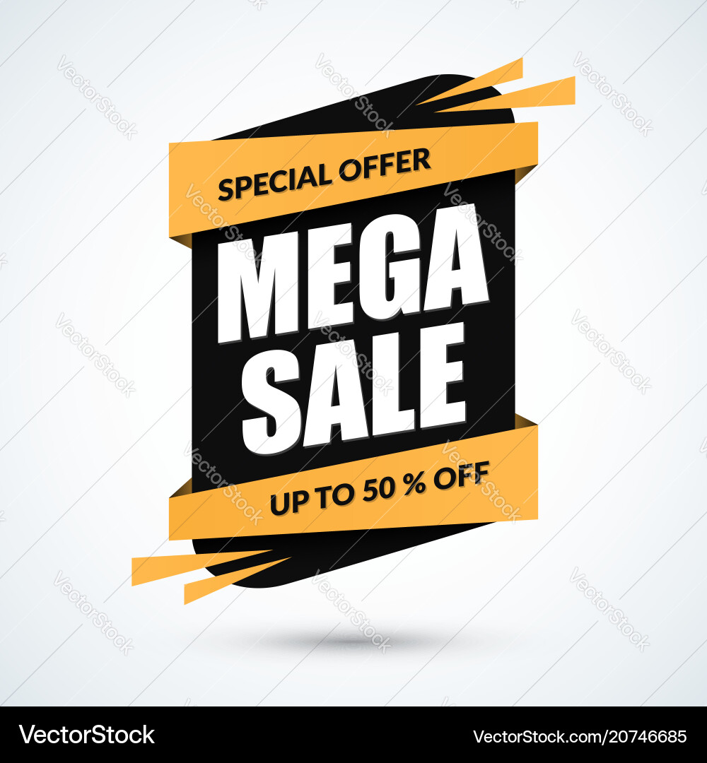 Mega sale banner special offer template discount Mega sale banner special offer template discount vector image