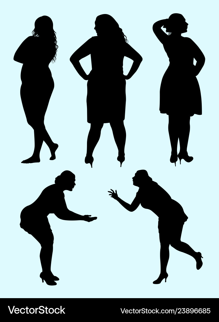 Plus size woman silhouette 05 vector image