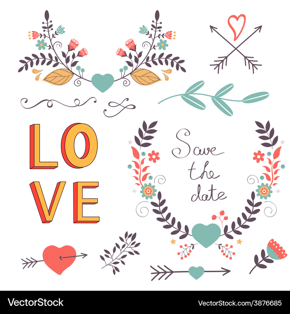 Romantic Floral Elements Vector Image