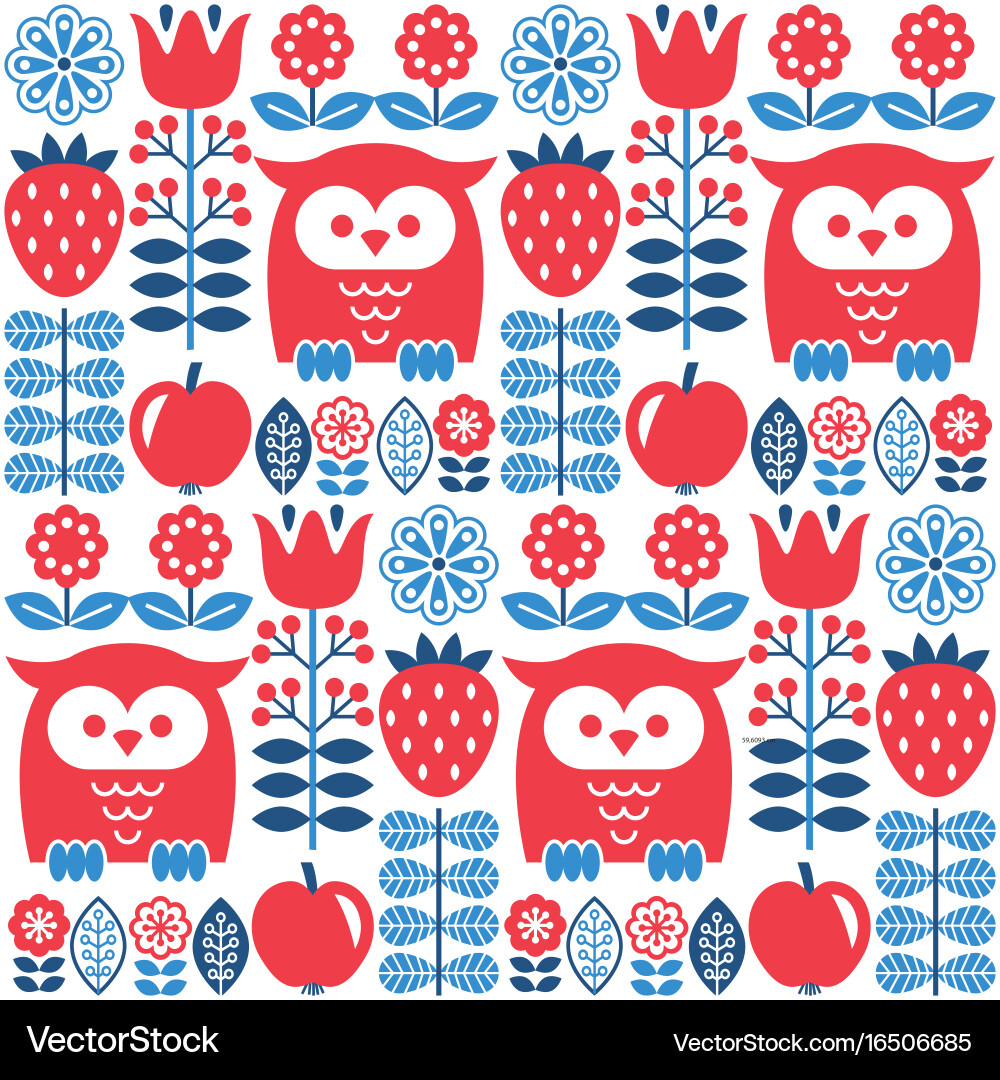 Scandinavian Owl Pattern Vector Image