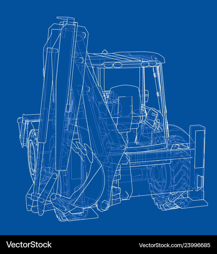 Sketch of loading shovel with back actor Sketch of loading shovel with back actor vector image