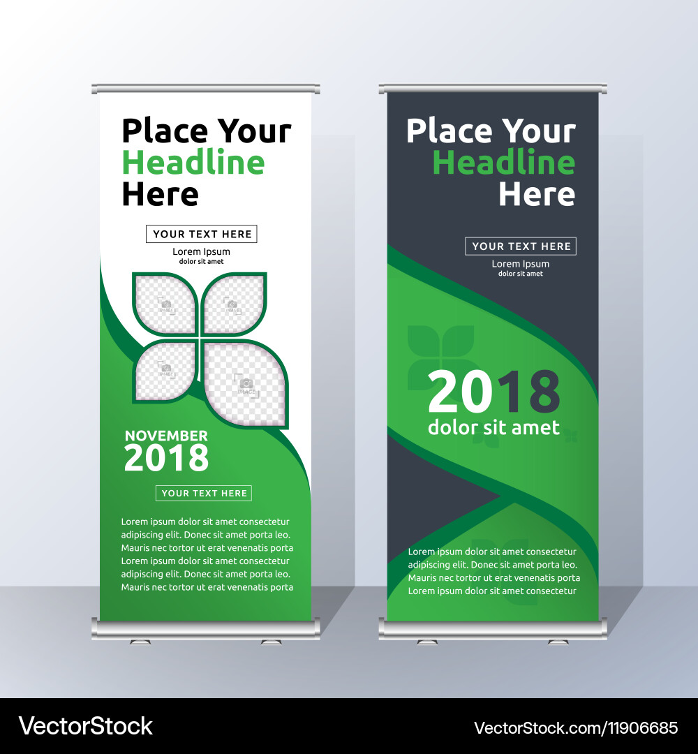 Vertical Roll-Up Banner Template Vector Image