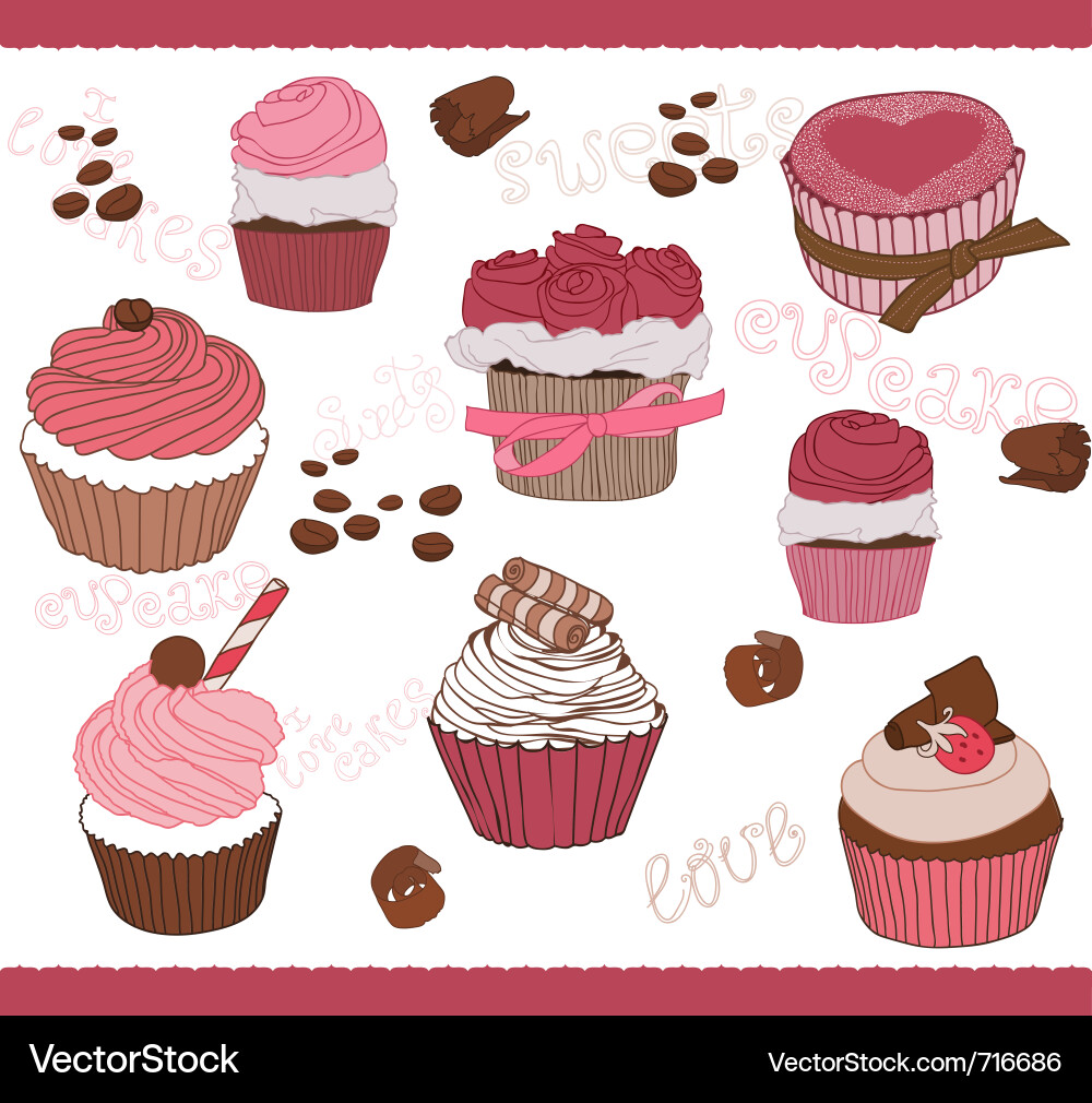 Adorable Cupcake Collection Vector Image